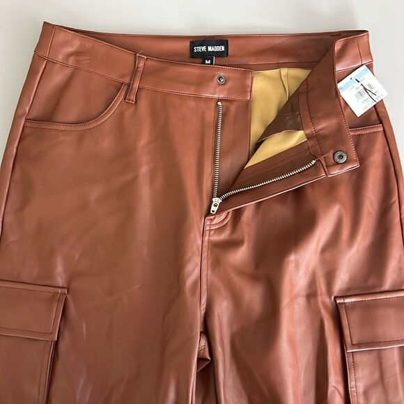 015 New Steve Madden Faux Leather Cargo Pants Size M - Picture 5 of 11